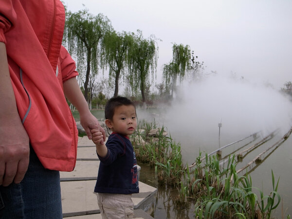 树木园的雾
接姐姐的路上，时间还早就到树木园转转，正赶上工人修喷雾的水管。
